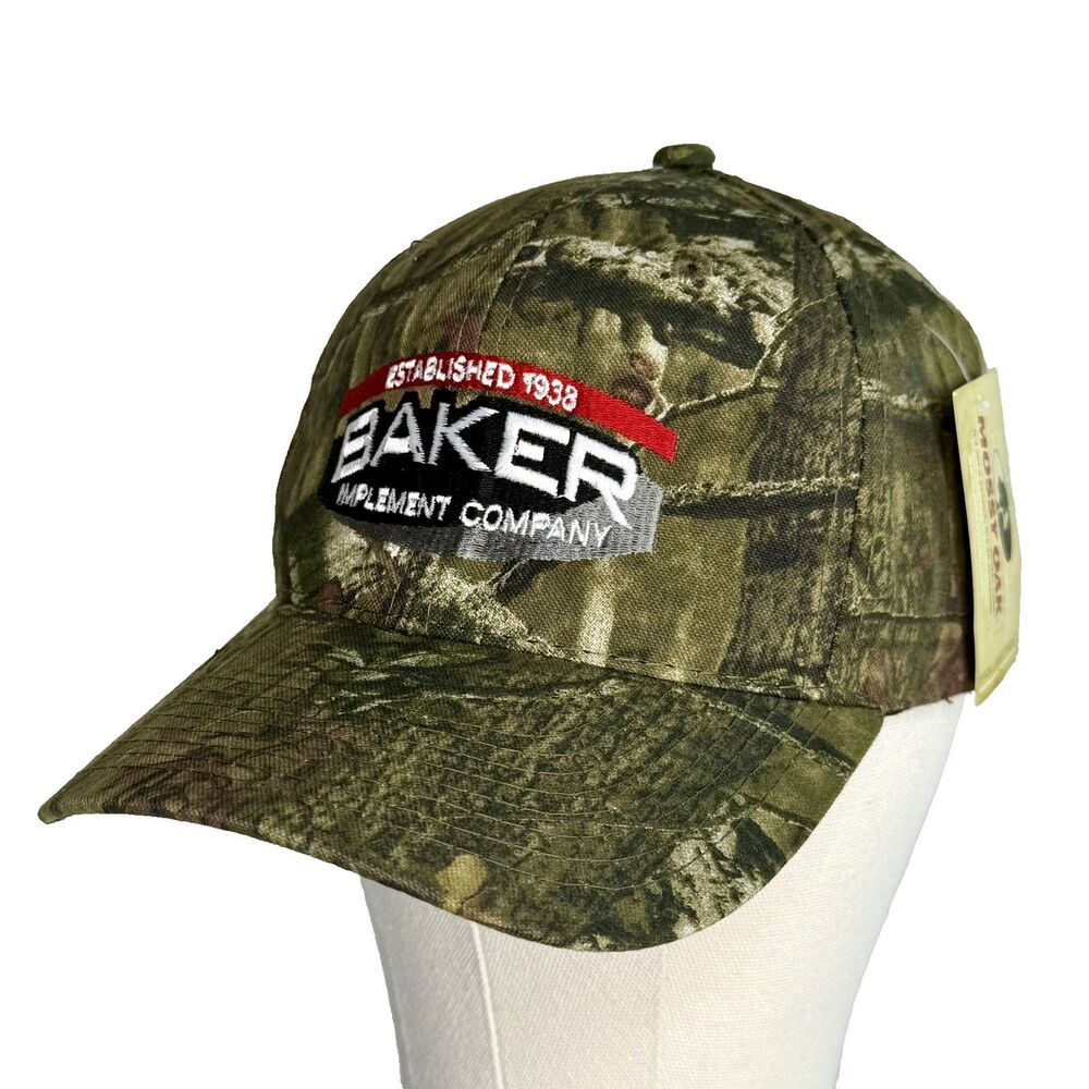 Mossy Oak Baker Implement Co Cap Hat Camo One Size Adjustable Curve Brim Hunting